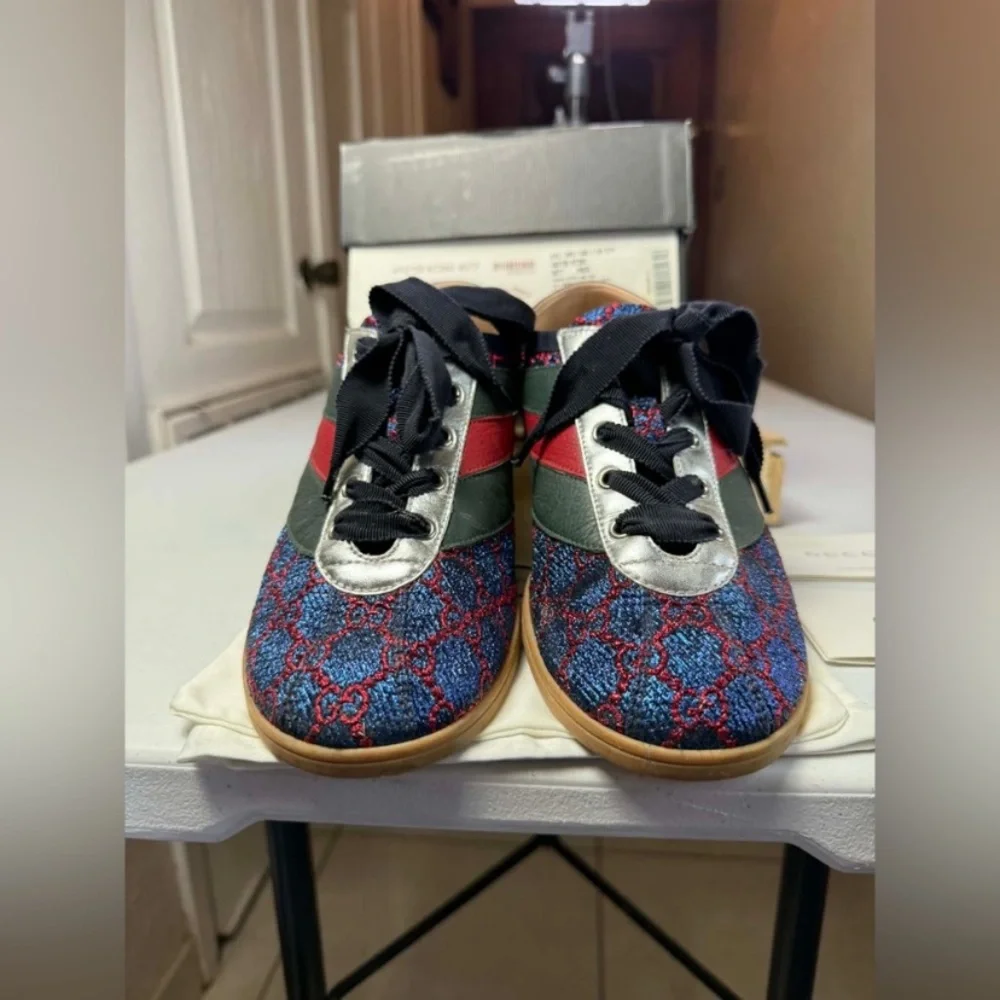GUCCI Falacer Lurex Low-Top Sneakers Sz 8.5